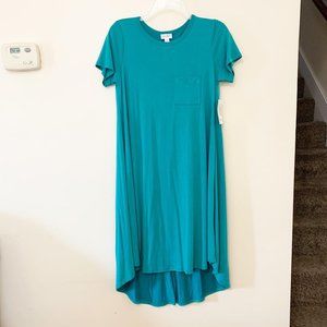 SOLD❗️LuLaRoe Carly Dress Solid Teal XS Short Sleeve T-Short Dress
